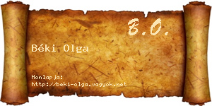 Béki Olga névjegykártya